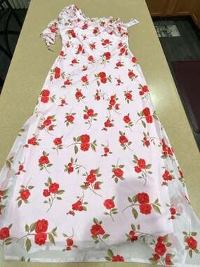 Wild Fable Women's One-Shoulder Ruffle Maxi Dress in Pink Floral Print